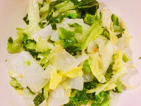 レンジで作る キャベツと長芋の炒め物